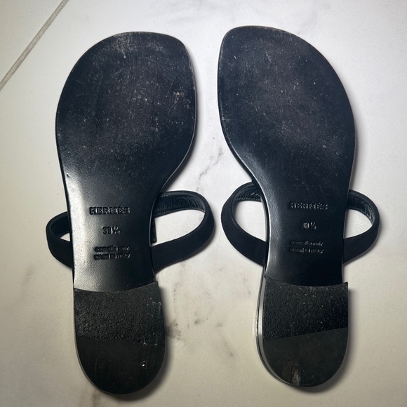 Hermès Aurore Sandals Black Leather Size 38.5 Worn Once with Box & Dust Bag - Picture 5 of 8